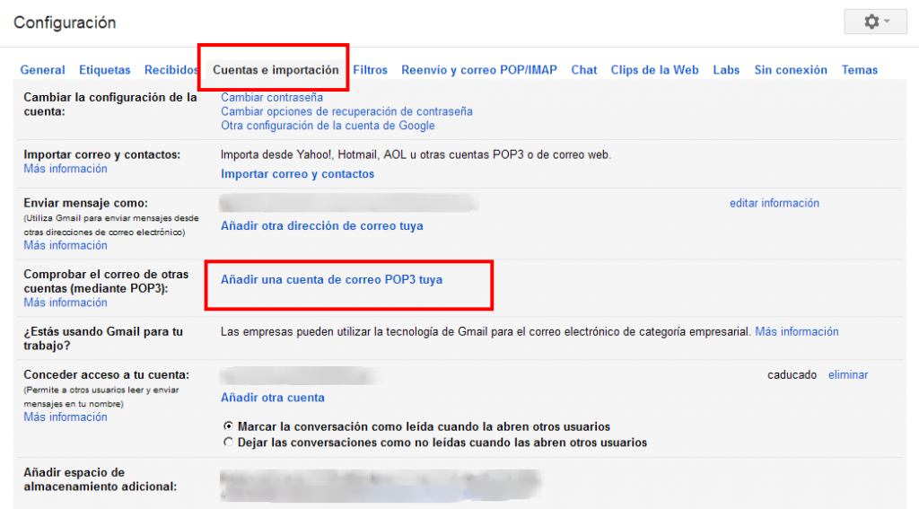 Configurar cuenta de correo externo Gmail