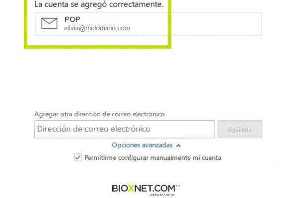 agregar cuenta de correo en outlook365 5