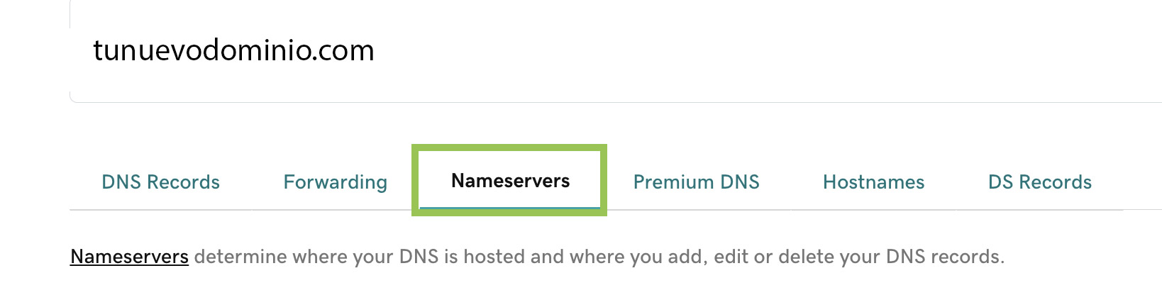 cambiar dns de dominio godaddy