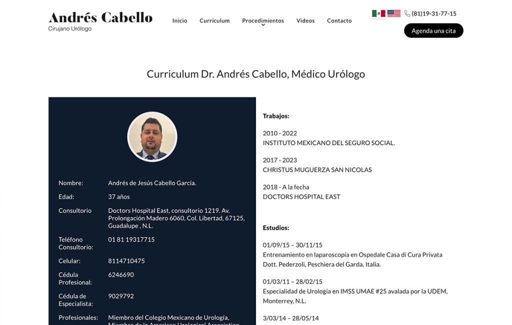 diseño Web sitio medico