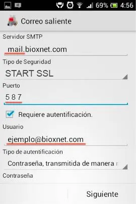 Como configurar correo en Android con K9 6 puertos De salida pop